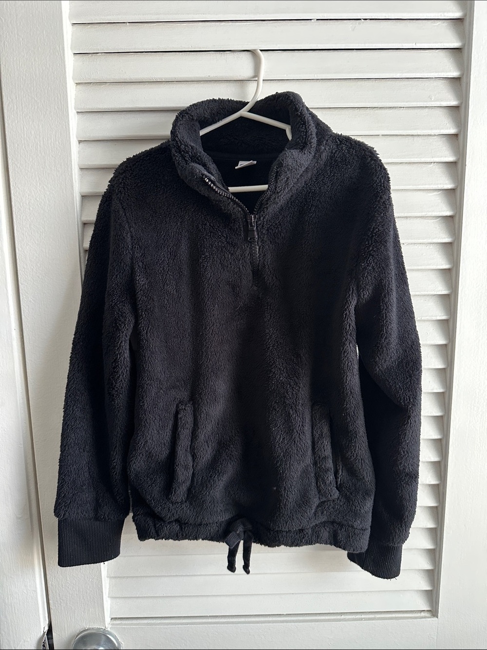 Old navy girls fleece teddy sweatshirt Medium 8 quarter zip black